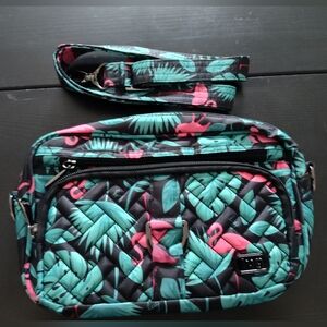 lug Carousel crossbody/waist bag in Flamingo black
